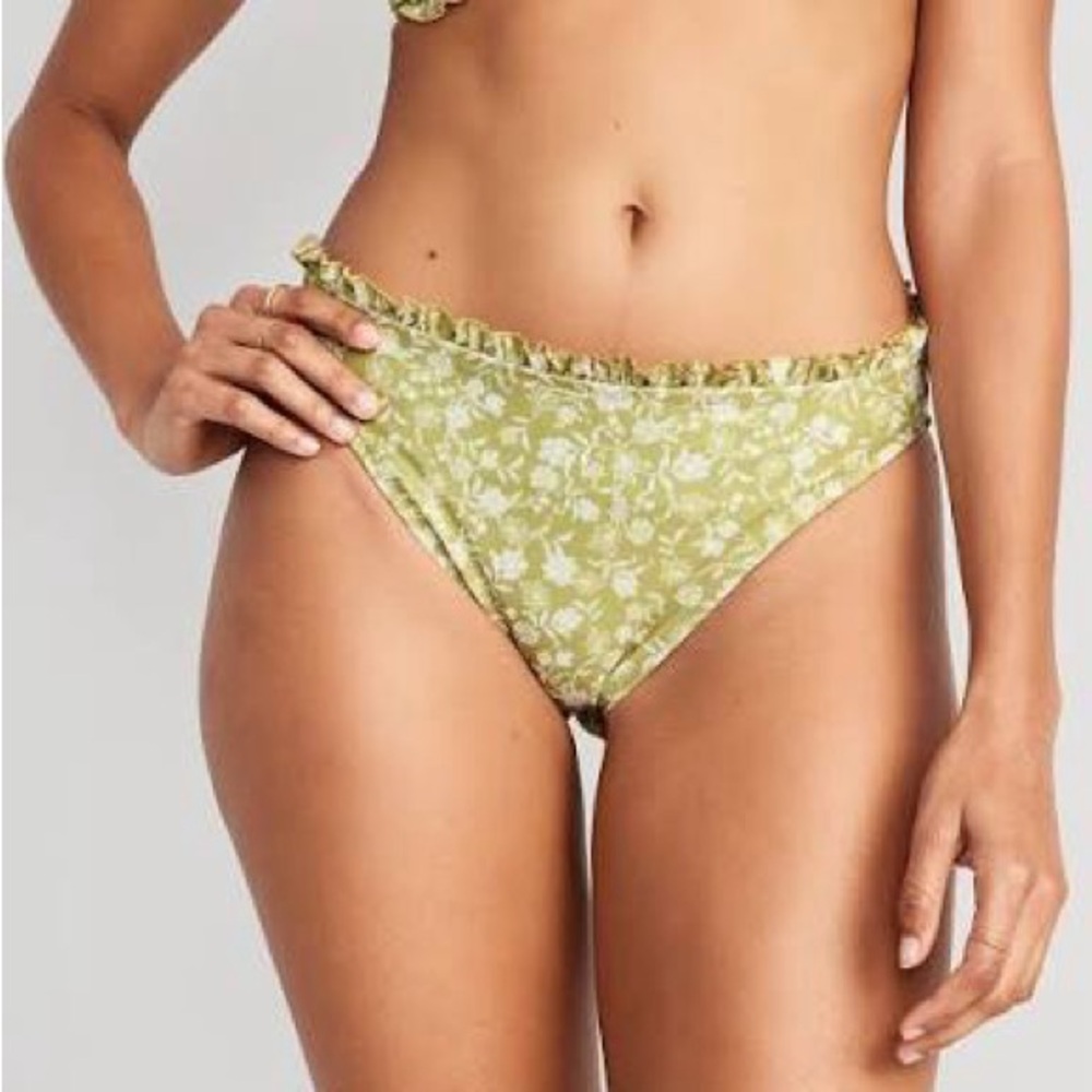 Old Navy Olive Floral Bikini Bottom